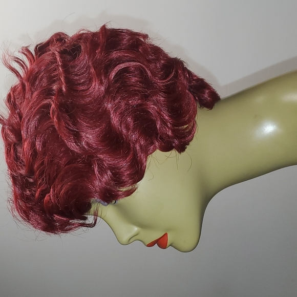 Burgundy 100% Human Hair Finger wave wig New with tags short - Picture 6 of 12
